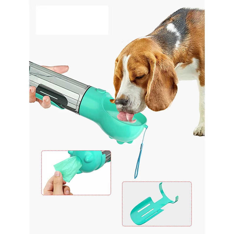 3 in 1 Portable Pet Dog Water Bottle Food Feeder Drinker Poop Dispenser Multifunctional Drinking Bowls for Dogs Outdoor Travel