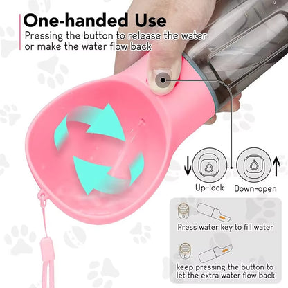 3 in 1 Portable Pet Dog Water Bottle Food Feeder Drinker Poop Dispenser Multifunctional Drinking Bowls for Dogs Outdoor Travel