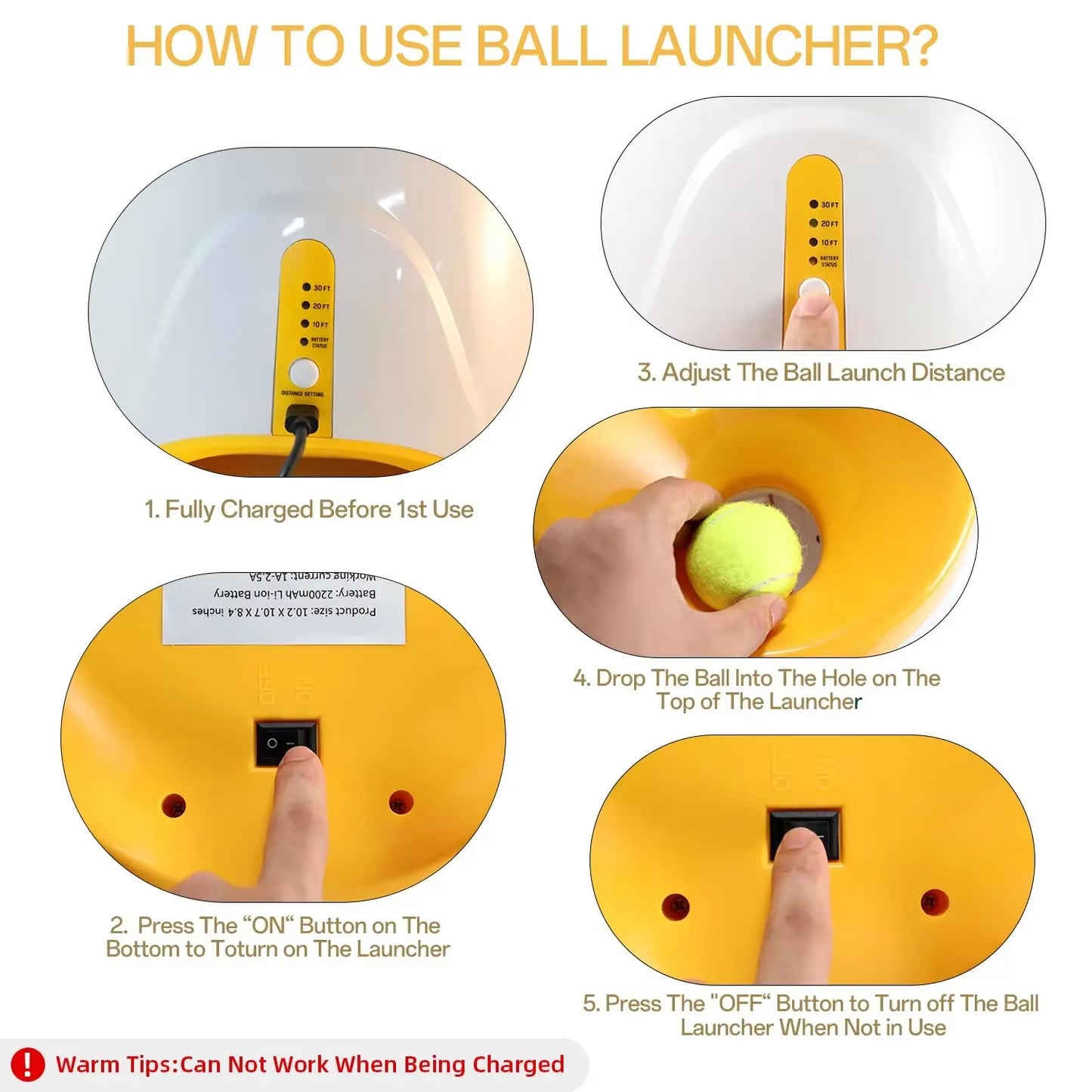 Ball Launcher Toy for Dogs Pet Products Dog Toys Keep Healthy Automatic Throw Pet 3 Distances Settings for Indoor Outdoor Play